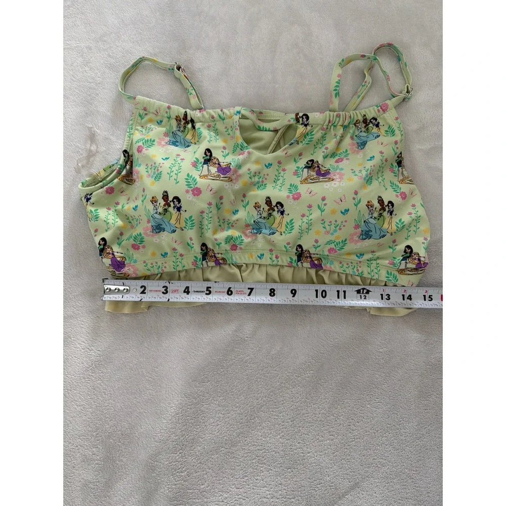 Disney Hot Topic Princess Floral Ruffle High Waisted Bikini Set Green Yellow